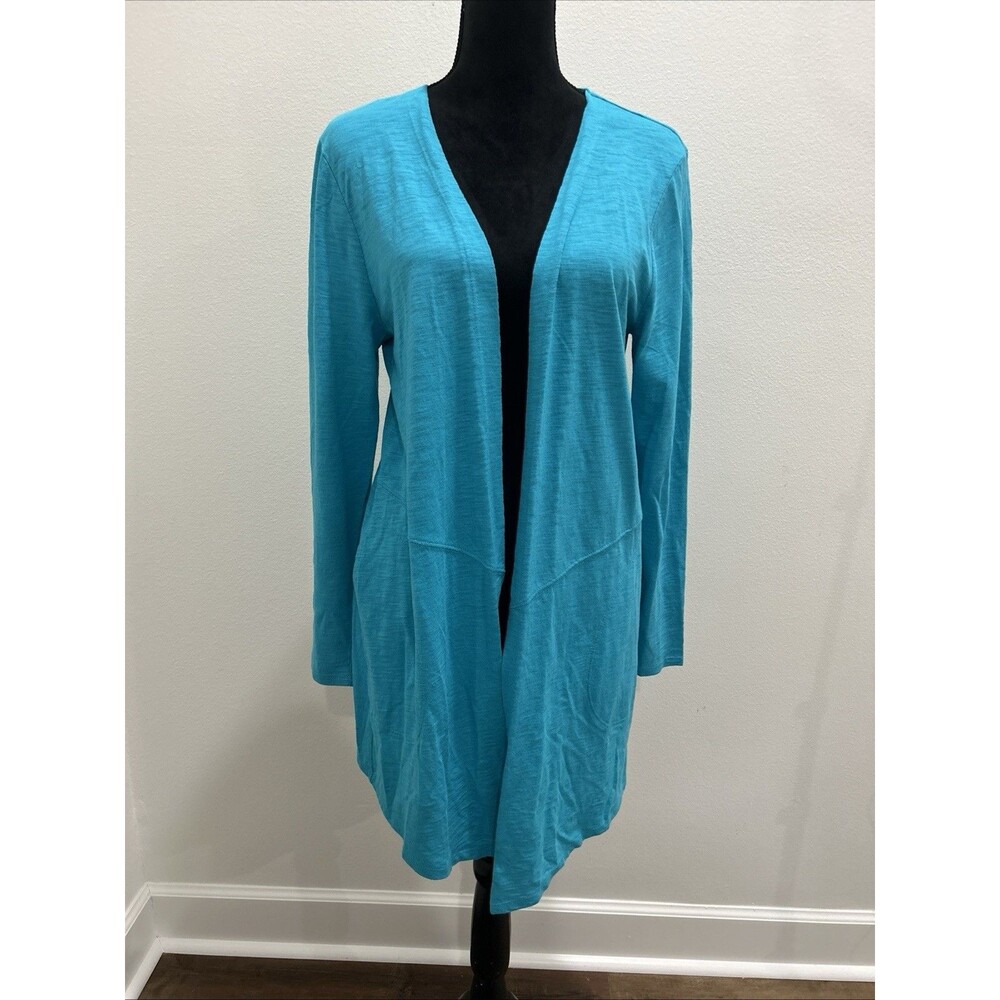 Chicos S Womens M The Ultimate Tee Turquoise Cardigan  Open Front